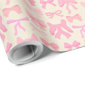 Hübsche präppy rosa Schleifen Geschenkpapier (Rolleneckpunkt)