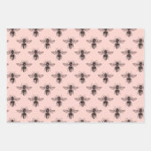 Hübsche Princess Bee rosa schwarz und gold Geschenkpapier Set (Vorderseite)