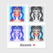 Hübsche Princess mit Kronen 4 Image Edit AI Set Aufkleber (Blatt)