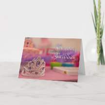 Hübsche Princess Tiara Pink Lila Geburtstagskarte
