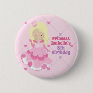 Hübsche Prinzessin Birthday Girl Personalisiert Pi Button