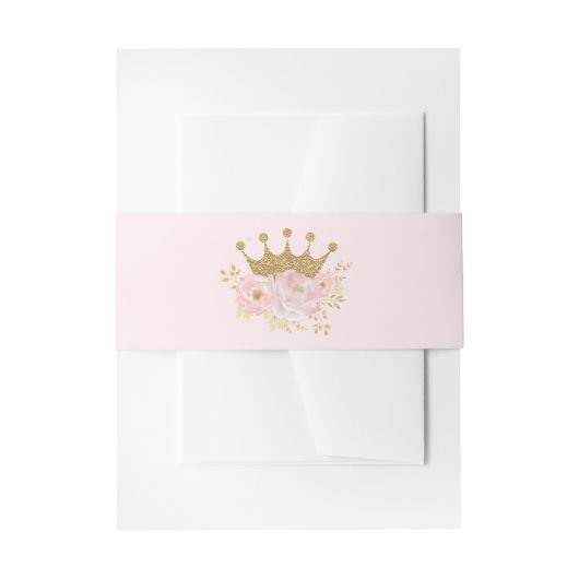 Hübsche Prinzessin Blush Pink Gold Baby Girl Gebur Einladungsbanderole (Vorderseite Beispiel)