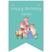 Hübsche Prinzessin & Burg mit bearbeitetem Text Wimpelkette (Zweite Fahne)