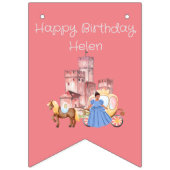 Hübsche Prinzessin & Burg mit bearbeitetem Text Wimpelkette (Dritte Fahne)