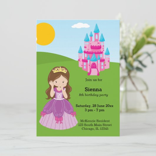 Hübsche Prinzessin Einladung (Stehend Vorderseite)