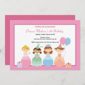 Hübsche Prinzessin Geburtstagspartei Einladung (Vorne/Hinten)