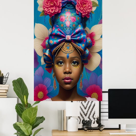 Hübsche Prinzessin mit Riesenbogenhut Poster (Heimbüro)