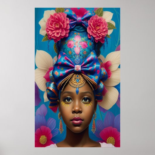 Hübsche Prinzessin mit Riesenbogenhut Poster (Vorne)