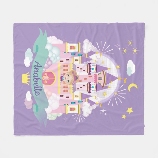 Hübsche Prinzessin Personalisiert Lila Fleecedecke (Vorderseite (Horizontal))