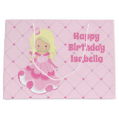 Hübsche Prinzessin Pink Blonde Custom Girls Geburt Große Geschenktüte (Vorderseite)