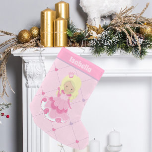 Hübsche Prinzessin Pink Blonde Girl Geburtstagspa Kleiner Weihnachtsstrumpf