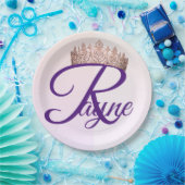 Hübsche Prinzessin Pink Crown Monogram Pappteller (Party)