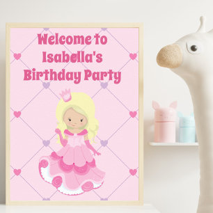 Hübsche Prinzessin Pink Girls Geburtstagsparty Poster
