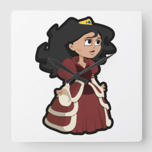 HÜBSCHE PRINZESSIN QUADRATISCHE WANDUHR