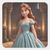 Hübsche Prinzessin Quadratischer Aufkleber (Vorderseite)