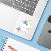 Hübsche Prinzessin Rainbow Unicorn Aufkleber (Laptop mit iPhone)
