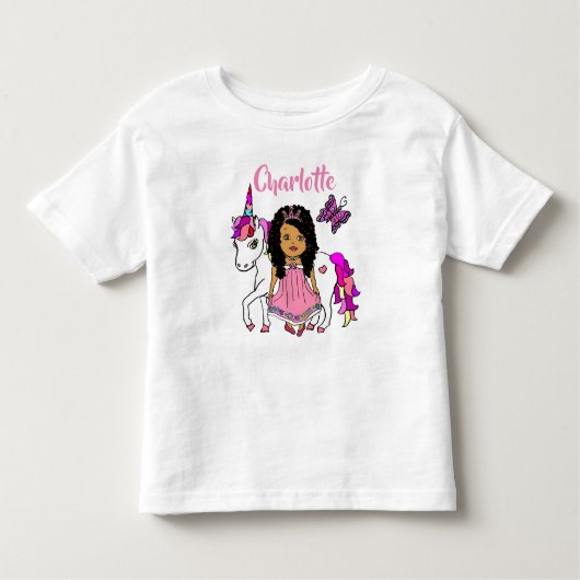 Hübsche Prinzessin und Einhorn Personalisiertes Sh Kleinkind T-shirt (Vorderseite)