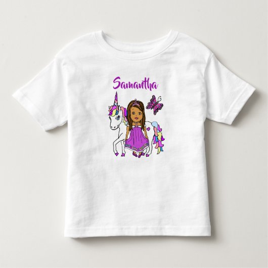 Hübsche Prinzessin und Einhorn Personalisiertes Sh Kleinkind T-shirt (Vorderseite)