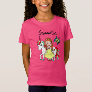 Hübsche Prinzessin und Einhorn Personalisiertes Sh T-Shirt