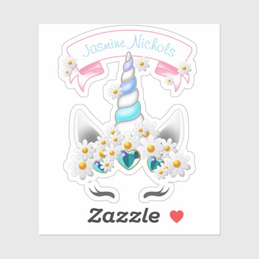 Hübsche Prinzessin Unicorn Crown mit Jadejuwelen Aufkleber (Blatt)