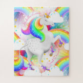 Hübsche Prinzessin Unicorn Personalisiert Puzzle (Vertikal)