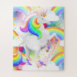 Hübsche Prinzessin Unicorn Personalisiert Puzzle