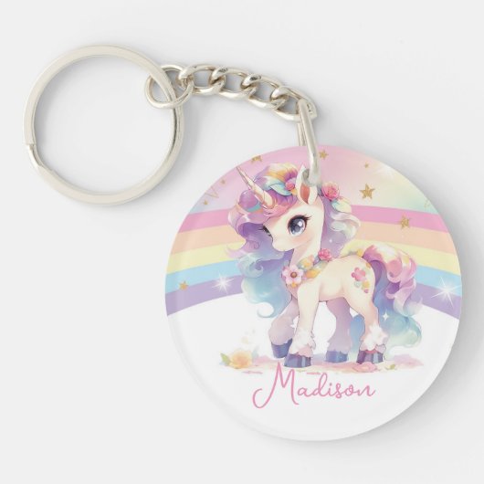Hübsche Prinzessin Unicorn Rainbow Schlüsselanhänger (Vorderseite)