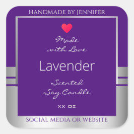 Hübsche Produktverpackungsmarken Lila und silber Quadratischer Aufkleber