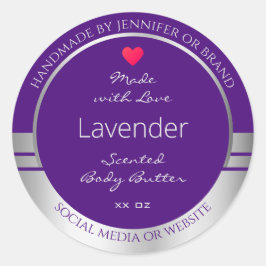 Hübsche Produktverpackungsmarken Lila und silber Runder Aufkleber