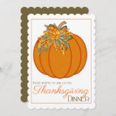 Hübsche Pumpkin Erntedank Dinner Party laden 19 Einladung (Vorne/Hinten)