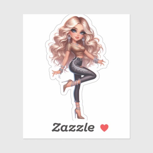 hübsche Puppe Aufkleber (Blatt)