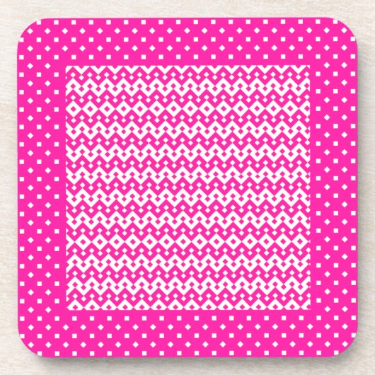 Hübsche quadratische Untersetzer, Candy Pink Geome Untersetzer (Vorderseite)