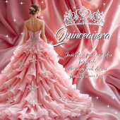 Hübsche Quinceanera Geburtstagspartei Pink Tiara Einladung
