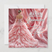 Hübsche Quinceanera Geburtstagspartei Pink Tiara Einladung (Vorderseite)
