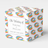 Hübsche Rainbow Abstrakt Waves LGBT Wedding Square Geschenkschachtel (Vorderseite)
