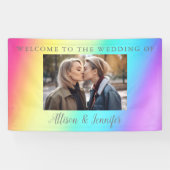 Hübsche Rainbow Custom Couple Foto Hochzeit Willko Banner (Horizontal)