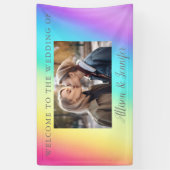 Hübsche Rainbow Custom Couple Foto Hochzeit Willko Banner (Vertikal)