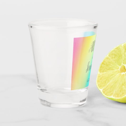 Hübsche Rainbow Fade Farbenfrohe Personalisierte H Schnapsglas (Links)