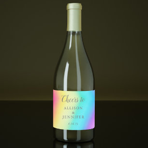 Hübsche Rainbow Fade Personalisiert Wedding Cheers Schaumweinetikett
