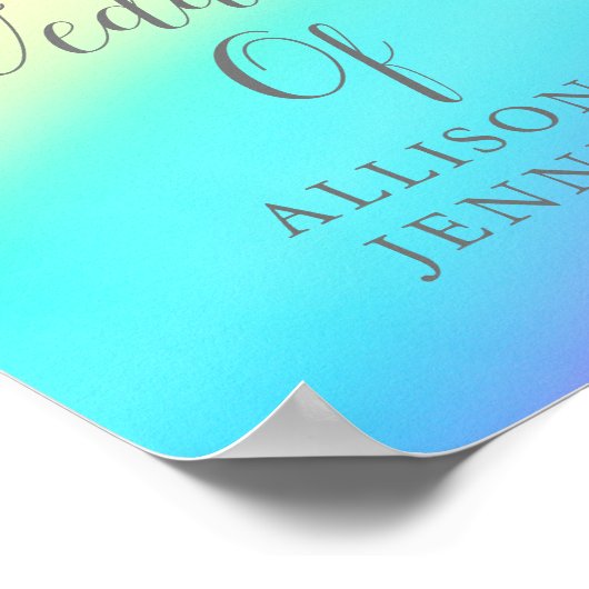Hübsche Rainbow Fade Personalisiert Wedding Willko Poster (Ecke)