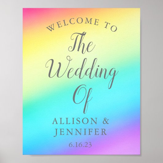 Hübsche Rainbow Fade Personalisiert Wedding Willko Poster (Vorne)