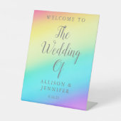 Hübsche Rainbow Fade Personalisiert Wedding Willko Sockelschild (Vorderseite)