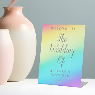 Hübsche Rainbow Fade Personalisiert Wedding Willko Sockelschild