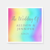 Hübsche Rainbow Fade Personalisierte LGBTQ Hochzei Serviette (Vorderseite)