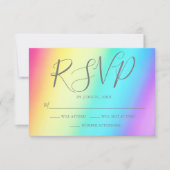 Hübsche Rainbow Gradient farbige LGBTQ-Hochzeit RSVP Karte (Vorderseite)