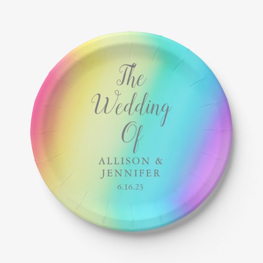 Hübsche Rainbow Gradient Personalisierte LGBTQ Hoc Pappteller (Vorderseite)