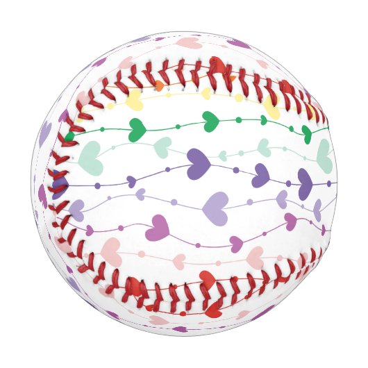Hübsche Rainbow Hearts Pattern Girls Baseball (Vorderseite Links)
