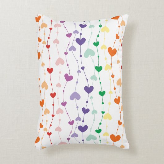 Hübsche Rainbow Hearts Pattern Kids Dekokissen (Vorderseite(Vertikal))