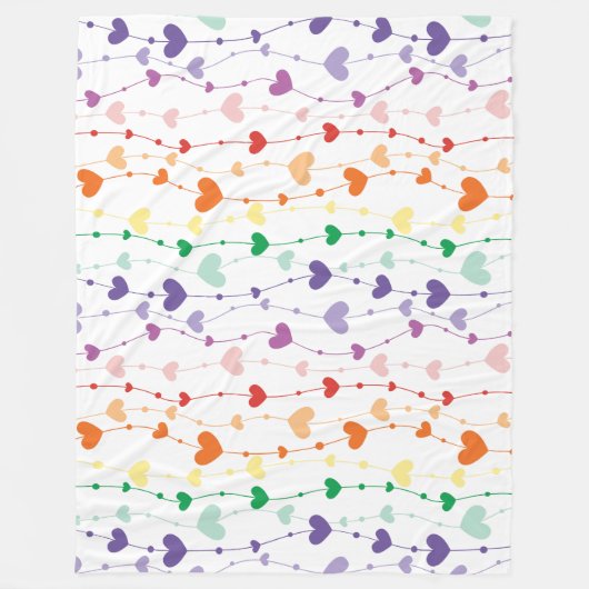 Hübsche Rainbow Hearts Pattern Kids Fleecedecke (Vorderseite)