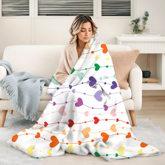 Hübsche Rainbow Hearts Pattern Kids Fleecedecke